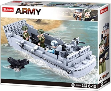 WWII - Landungsboot (182 Teile) [M38-B0855], Spielset, Klemmbausteine, Soldaten, mit Spielfigur, Army WWII, bunt, Sluban Klemmbausteine SL95715 - 1