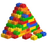 WYSWYG Große Klassische Bausteine-Set, 70 Teile Steine in 5 Farben