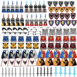 YLtremker Mittelalterliche Krieg Panzerung Waffen Bausteine Set, Custom Rom Krieg Pferde Rüstung Waffen Modell Spielzeug für Minifiguren (Four Sets) - 1
