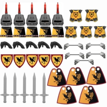 YLtremker Mittelalterliche Krieg Panzerung Waffen Bausteine Set, Custom Rom Krieg Pferde Rüstung Waffen Modell Spielzeug für Minifiguren (Four Sets) - 4