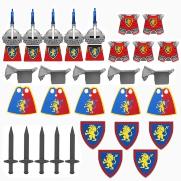 YLtremker Mittelalterliche Krieg Panzerung Waffen Bausteine Set, Custom Rom Krieg Pferde Rüstung Waffen Modell Spielzeug für Minifiguren (Four Sets) - 5
