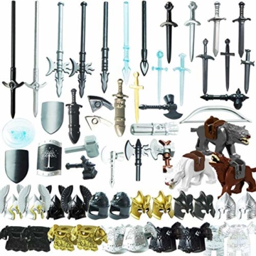 ZCXX 56St. Ritter Helm, Ritter Weste und Custom Waffen Set für Ritter Mini Figuren, kompatibel mit Lego